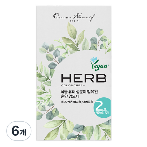 동성제약 허브 칼라크림 염모제, 2호 자연스런흑색, 6개