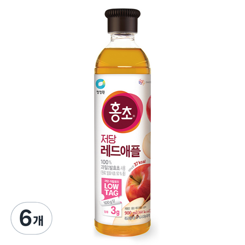홍초 청정원 레드애플 저당, 6개, 900ml