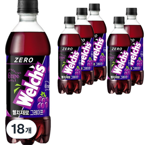웰치스 웰치 제로 그레이프맛, 500ml, 18개