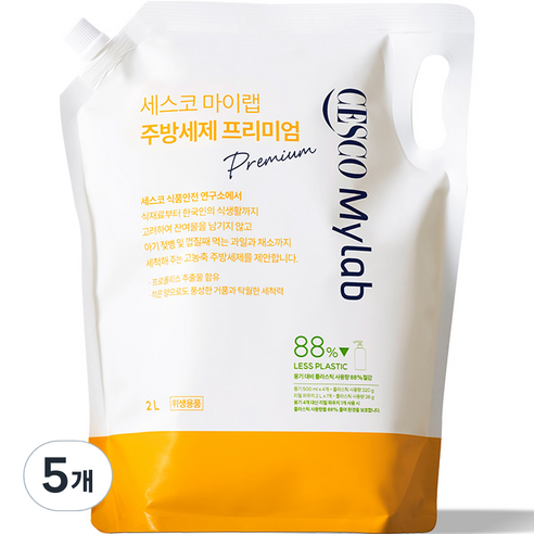 세스코마이랩 프리미엄 주방세제 리필, 2L, 5개
