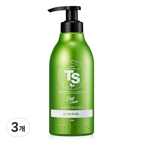 TS 뉴프리미엄 지성두피용 샴푸 에센셜 오일향, 500g, 3개