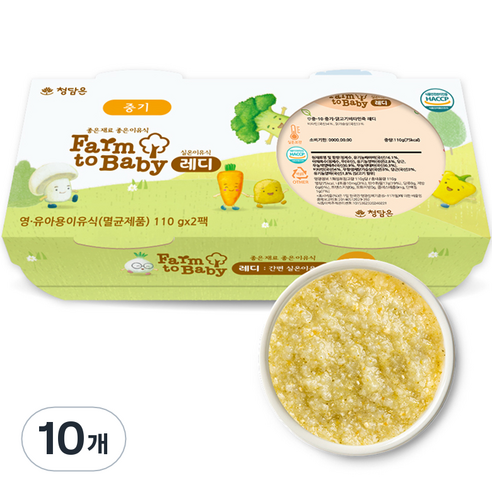 팜투베이비 레디 실온이유식 중기 닭고기비타민죽, 110g, 10개