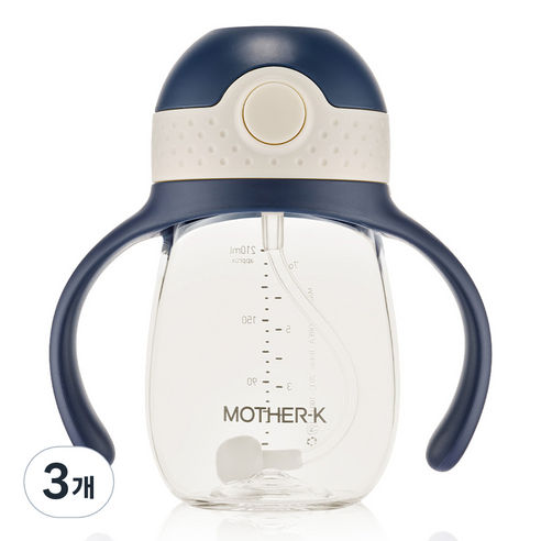 마더케이 허그 추 빨대컵 210ml, 3개, 네이비