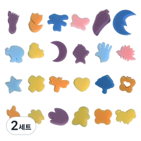 코히모 스펀지 도장 모양 찍기 24종 세트 4W269, 혼합색상, 2세트