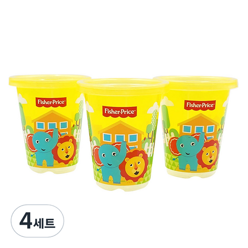 피셔프라이스 3팩 빨대 주스컵 세트 296ml, 옐로우, 4세트