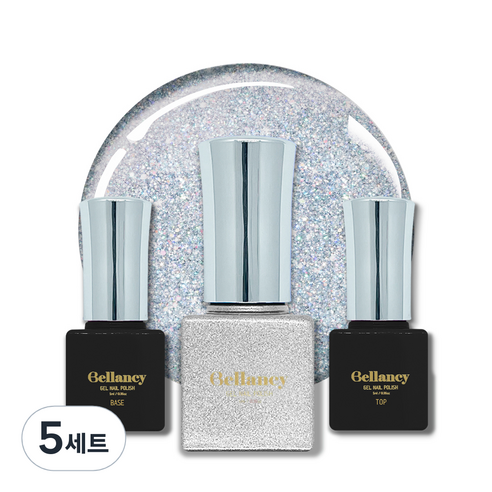벨랑시 원스텝 젤네일 5ml + 젤네일 베이스 5ml + 젤네일 탑 5ml 세트, 5세트, 벨랑시 베이스 5ml+SN 33 홀로그램 파우더 5ml+벨랑시 탑 5ml