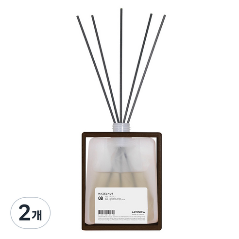 아로니카 내츄럴 우드 다크 코팅 프레임 챕터 디퓨저, 헤이즐넛, 200ml, 2개