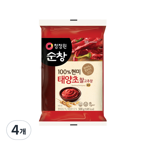 대상 청정원 순창 찰 고추장 비닐, 500g, 4개