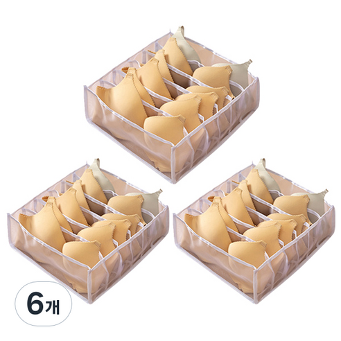 마켓피오 메쉬 속옷정리함 6칸 화이트, 6개