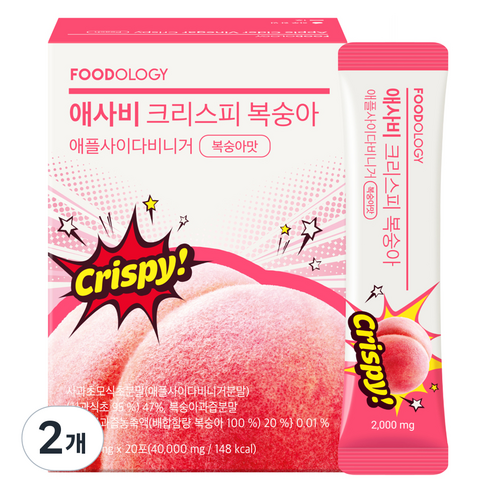 푸드올로지 초모 애사비 크리스피 복숭아맛, 20회분, 2개
