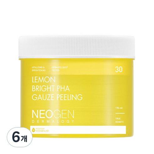 네오젠 레몬 브라이트 파하 거즈 필링패드 30매입, 190ml, 6개