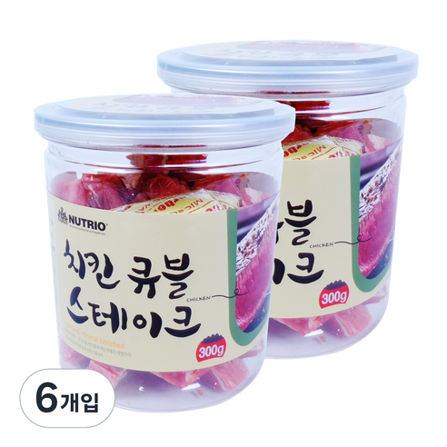 뉴트리오 스테이크 반려견 간식, 치킨큐블맛, 6개입