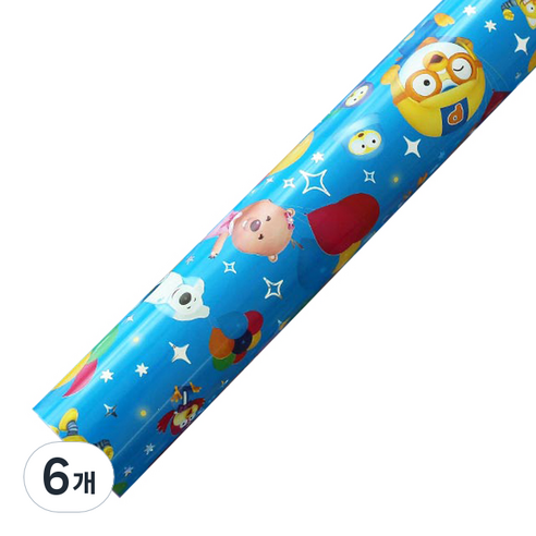 뽀로로 증착롤 포장지 중 37.5cm x 12m, 블루, 6개