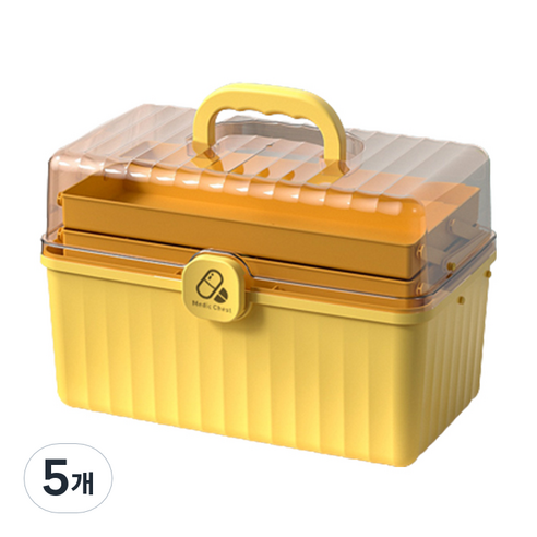 아리코 다용도 3단 구급상자 옐로우 L, 5개