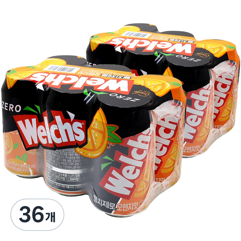 웰치스 제로 오렌지, 355ml, 36개