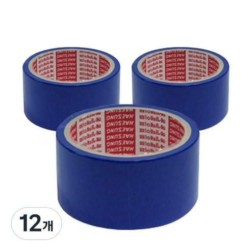 혜성테이프 칼라 마스킹테이프 종이테이프 파랑 48mm x 15m, 12개