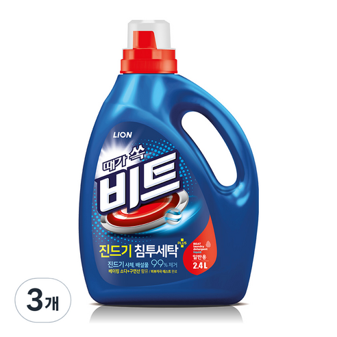비트 진드기 침투 세탁 액상세제 일반 본품, 2.4L, 3개