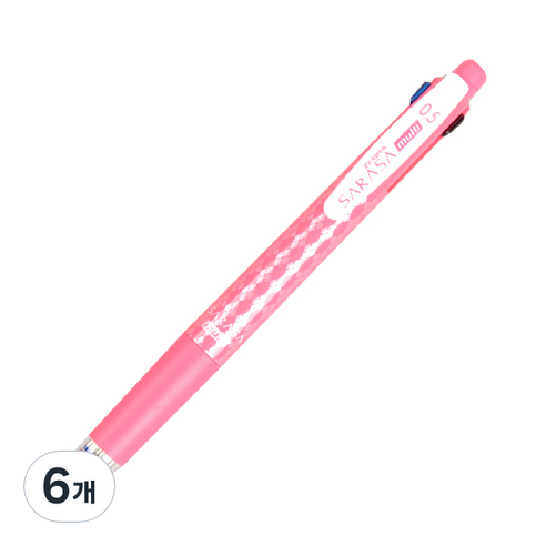 제브라 볼샤 사라사 4+1 볼펜 0.5mm + 샤프 0.5 mm J4SA11, 핑크, 6개