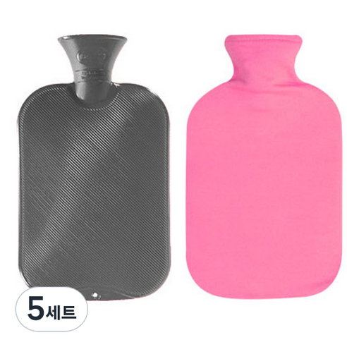 파쉬 양면빗살 핫팩 물주머니 2L 랜덤 발송 + 면쭈리커버 핑크, 5세트