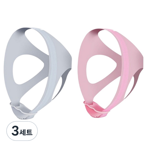 숨에르 입벌림 방지 수면 턱밴드 스트랩 핑크 + 그레이 세트, 3세트