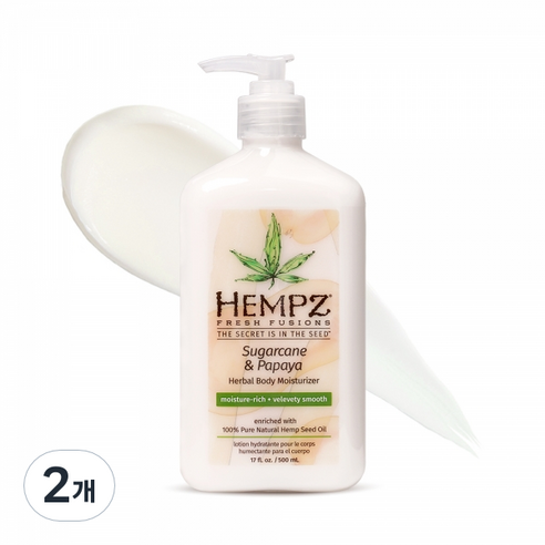 헴즈 프레시 퓨전 허벌 바디 모이스처로션 슈가케인 앤 파파야, 2개, 500ml