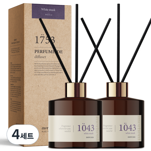 메르헨트 퍼퓸 드 디퓨저 200ml x 2p + 섬유리드 10p 세트, 화이트머스크, 4세트