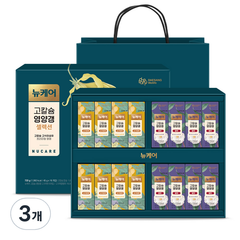 뉴케어 고칼슘 영양갱 셀렉션 16p + 쇼핑백, 720g, 3개