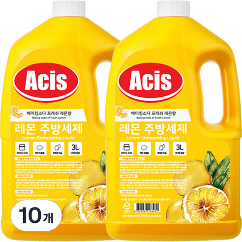 아키스 베이킹소다 프레쉬 레몬 주방세제, 3L, 10개