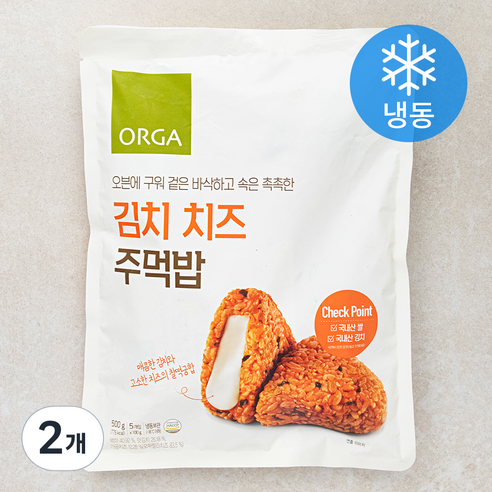올가홀푸드 김치 치즈 주먹밥 (냉동), 500g, 2개