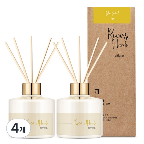 살림백서 라이스 앤 허브 디퓨저, 수선화, 200ml, 4개