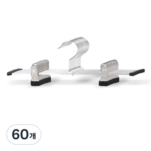 마켓플랜 원핏 논슬립 집게 바지걸이, 블랙, 60개