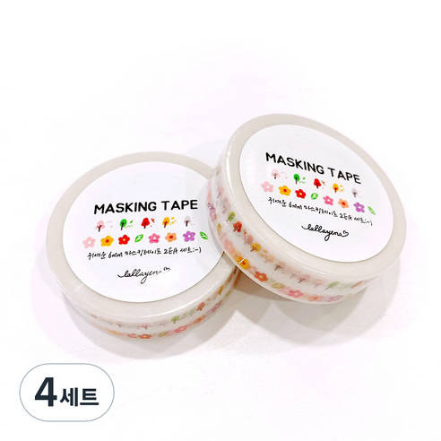 랄라예나 귀여운 마스킹 테이프 2종 세트 6mm x 10m, 85 귀요미 플라워 나무 데코라인, 4세트