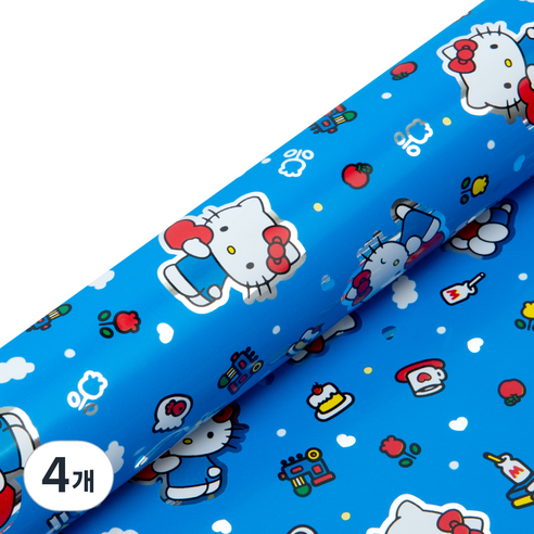 산리오 헬로키티 메탈롤 포장지 중, 블루, 4개