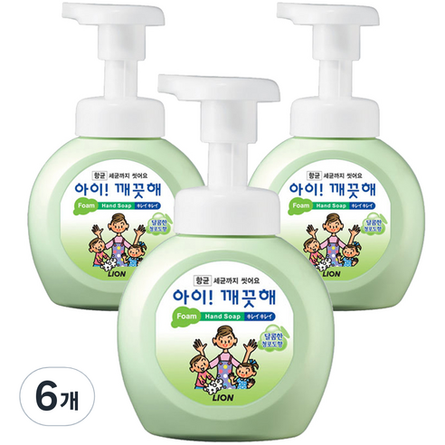 아이깨끗해 항균 거품 핸드솝 청포도, 250ml, 6개
