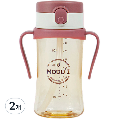 블루마마 모두아이 리뉴얼 원터치 빨대컵 260ml, 핑크, 2개
