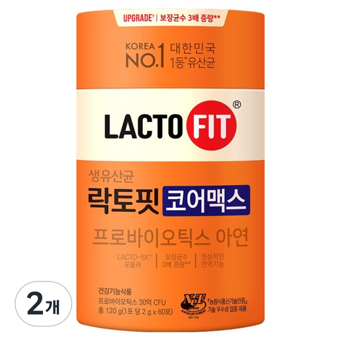 락토핏 생유산균 코어맥스 60p, 120g, 2개