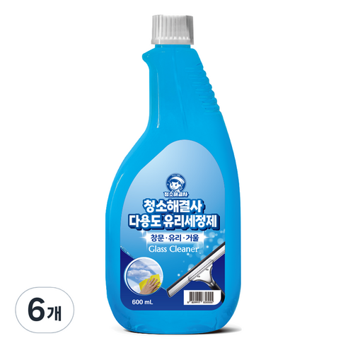 청소해결사 다용도 유리세정제 리필, 600ml, 6개