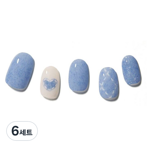 데싱디바 글로우 네일스티커 세트, 니트 하트, 6세트
