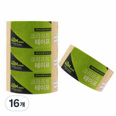 대박테이프 저소음 크라프트 종이 박스테이프 48mm x 40m, 베이지, 16개