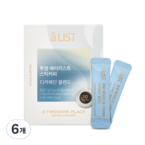 투썸플레이스 에이리스트 디카페인 스틱 커피, 1.1g, 10개입, 6박스 투썸플레이스 에이리스트 디카페인 스틱 커피, 1.1g, 10개입, 6박스