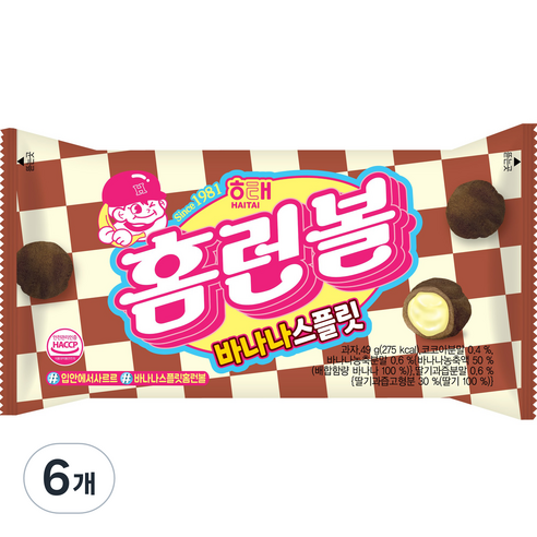 해태제과 홈런볼 바나나스플릿, 49g, 6개