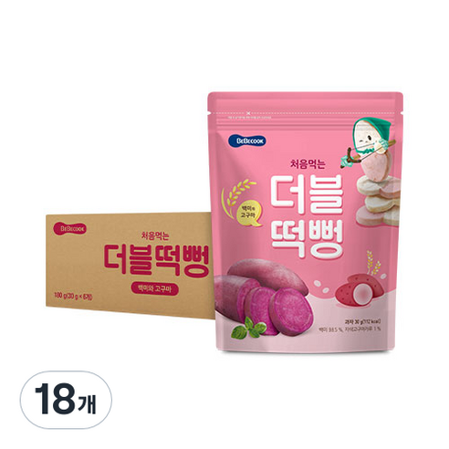 베베쿡 처음먹는 더블떡뻥, 백미 + 고구마 혼합맛, 18개
