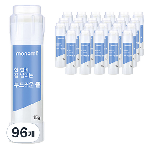 모나미 한 번에 잘 발리는 부드러운 풀, 15g, 96개
