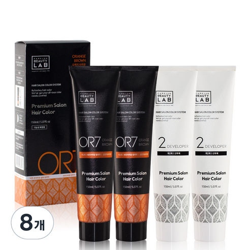 박준뷰티랩 프리미엄 살롱 새치커버 헤어 컬러 염색제 300g, 오렌지 브라운(OR7), 8개