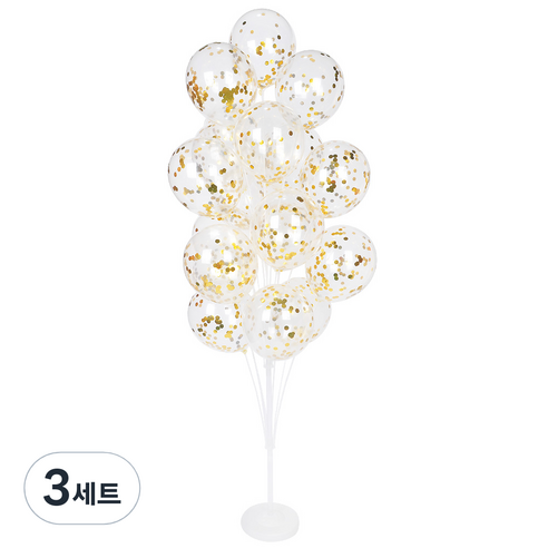 파티쇼 풍선 장식꽂이 세트 19스틱 160cm + 컨페티풍선 원형 20p, 골드, 3세트