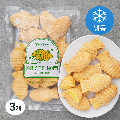 곰곰 슈크림 붕어빵, 600g, 3개