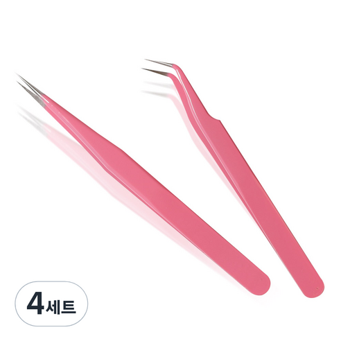 메이브라운 속눈썹 네일파츠 전용 핀셋 2종 C19-et015, 핑크, 4세트