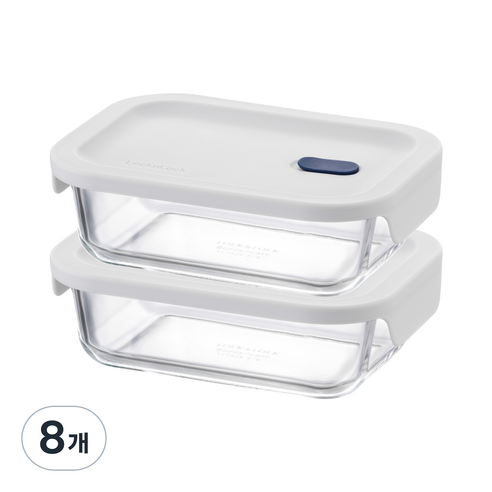 락앤락 탑클라스 실리콘 뚜껑 직사각 밀폐용기 380ml, 단품, 8개