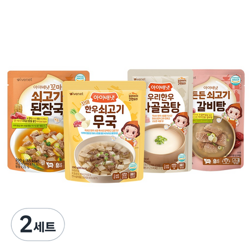 아이배냇 꼬마 든든 쇠고기 된장국 + 무국 + 사골곰탕 + 갈비탕 세트 750g, 2세트