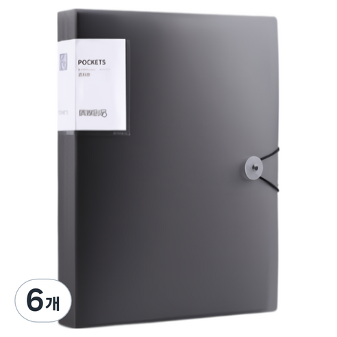 꼬까 클립 서류 장부 보관 A4화일 40p, 블랙, 6개